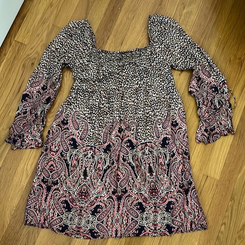 Paisley print boho dress Anthropologie size S. Lightly worn. Pockets.